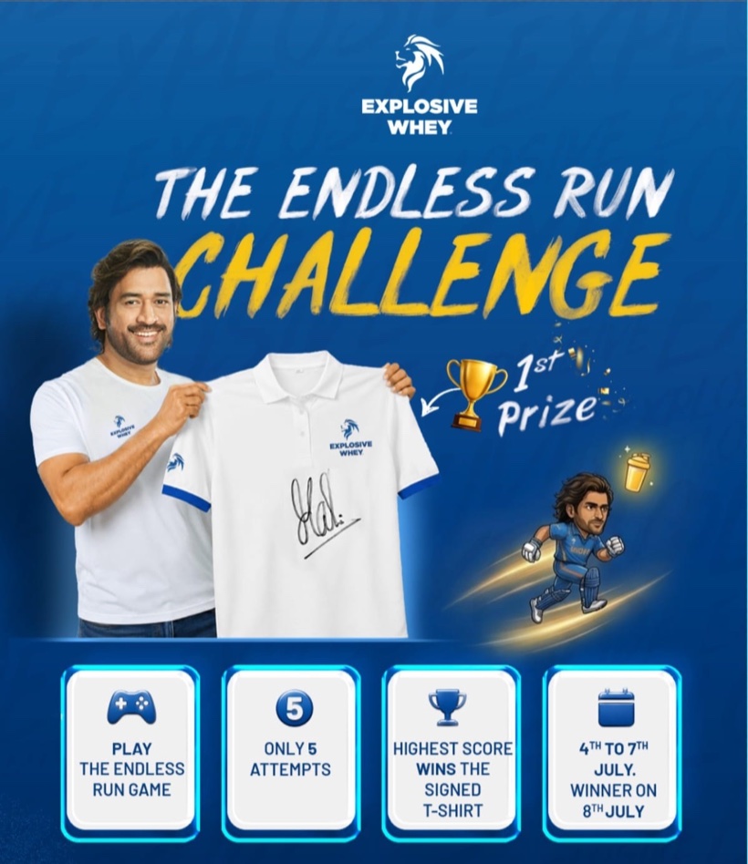 The Endless Run Challenge — highest score wins a signed Explosive Whey polo, 4–7 July